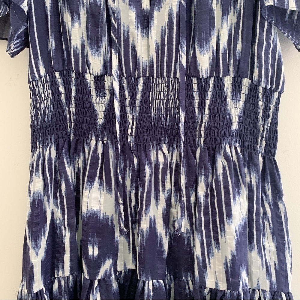 Rebecca Taylor Blue Ikat Silk Dress Sz 4 - Picture 4 of 10